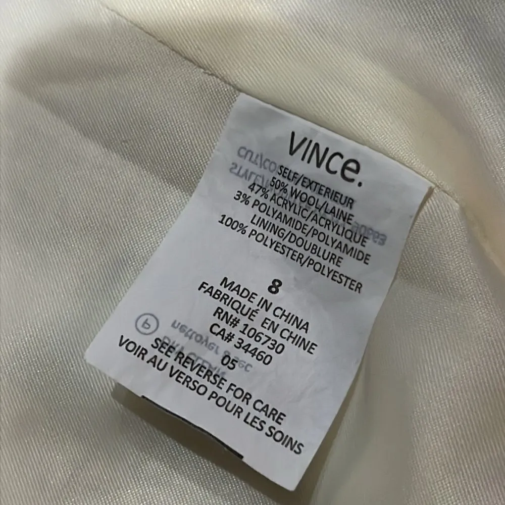 Vince Size 8 Cream Wool‎ Blend Boucle Jack Blazer Coat C14 - Image 8