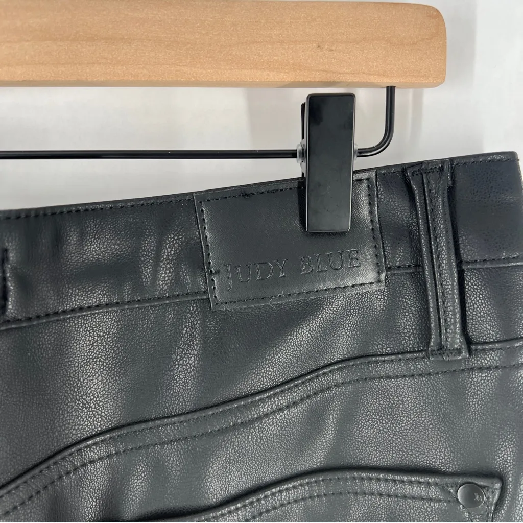 Judy Blue Faux Leather Black Tummy Control High Rise Straight Leg Pants Size 32 - Image 9