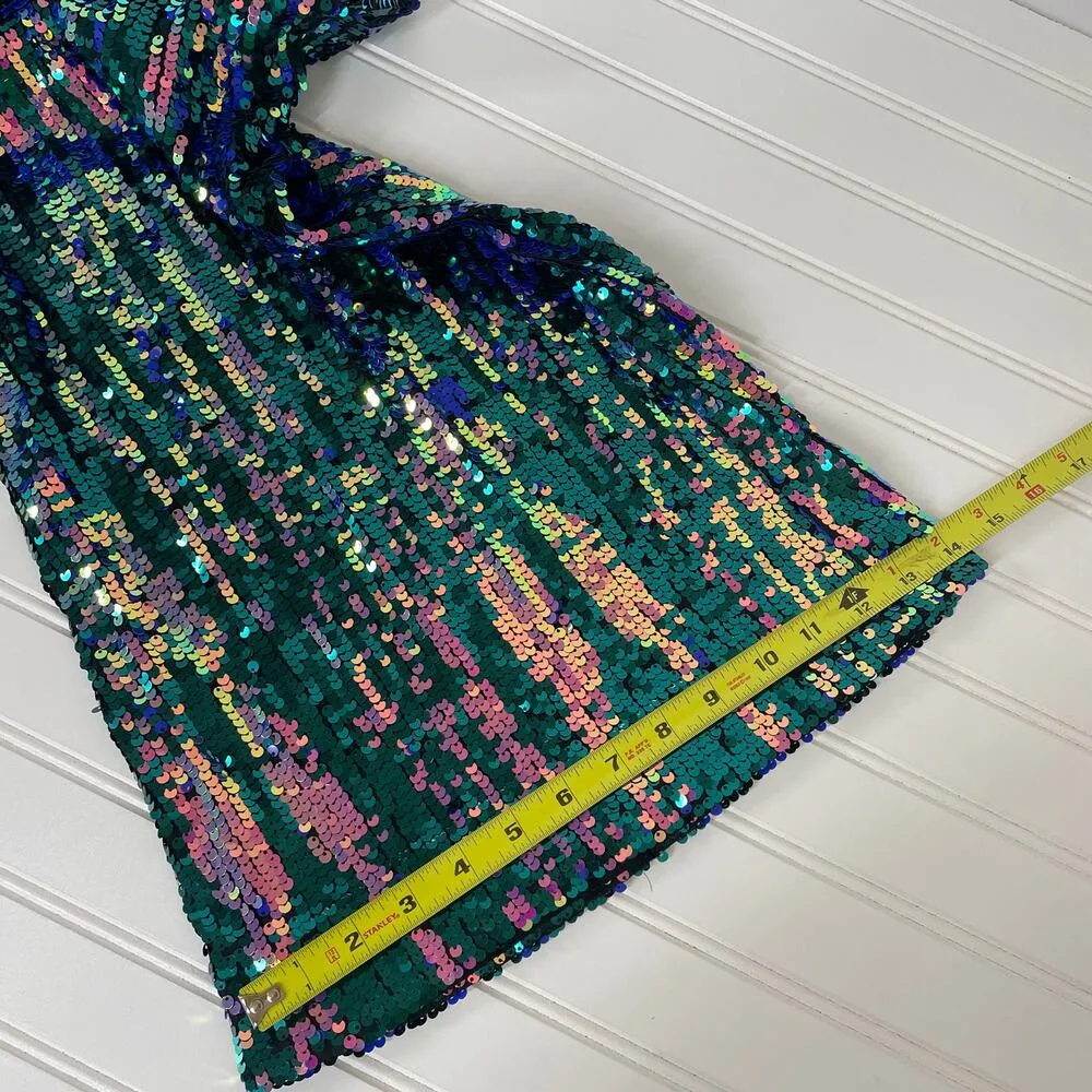 NWT Alix NYC High Waisted Sequin Kimmel Pants Size S Aurora Blue - Image 8