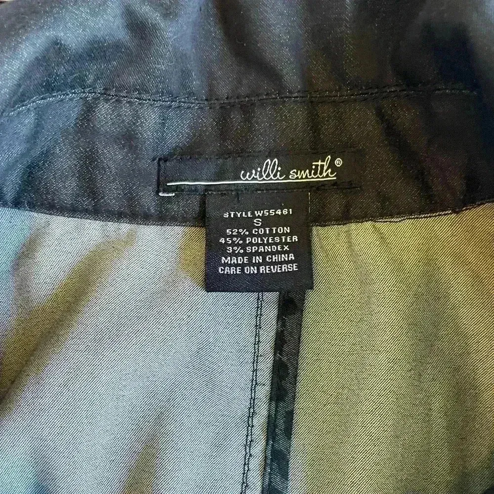 Willi Smith Black Double Breasted Trench Coat Elastic Waist Button Front Small - Image 7