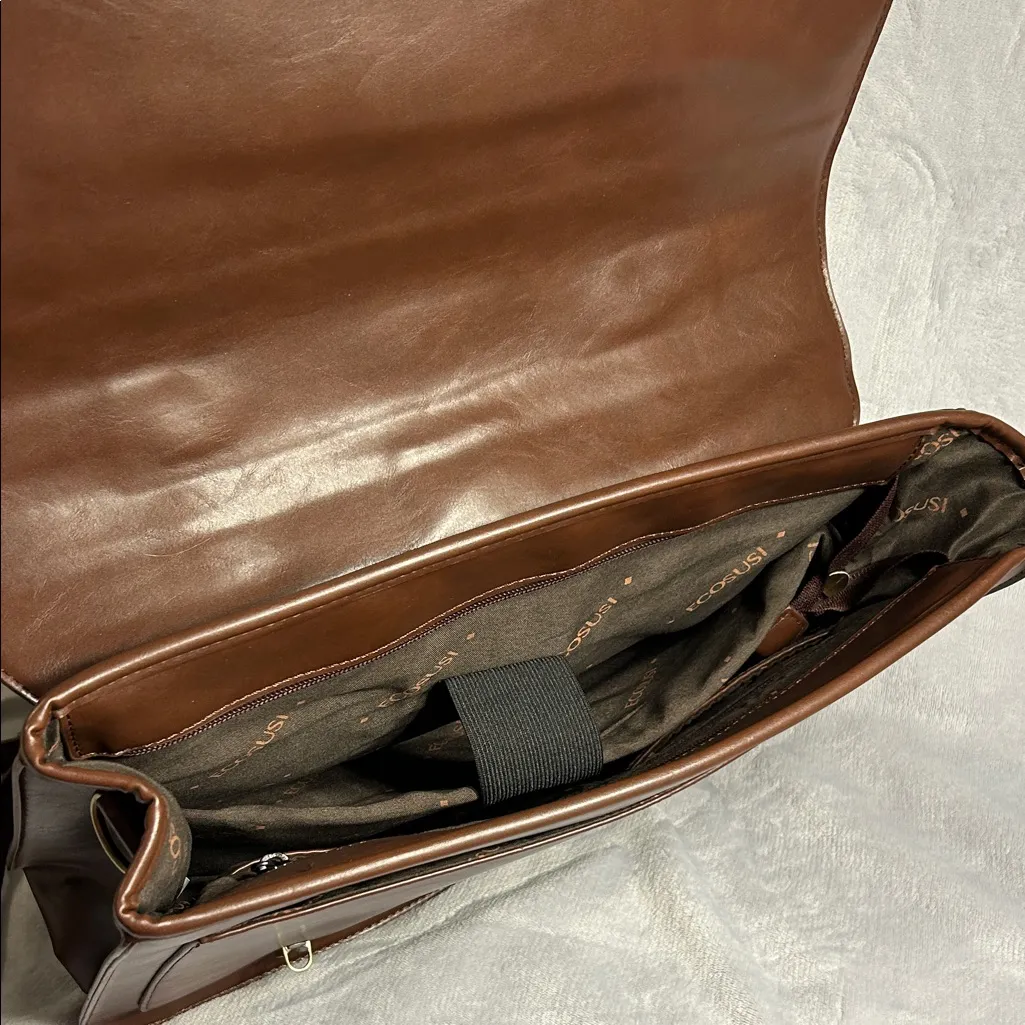 Ecosusi Women’s Brown Vegan Leather Bow Briefcase/ Laptop Bag / Backpack - Image 6