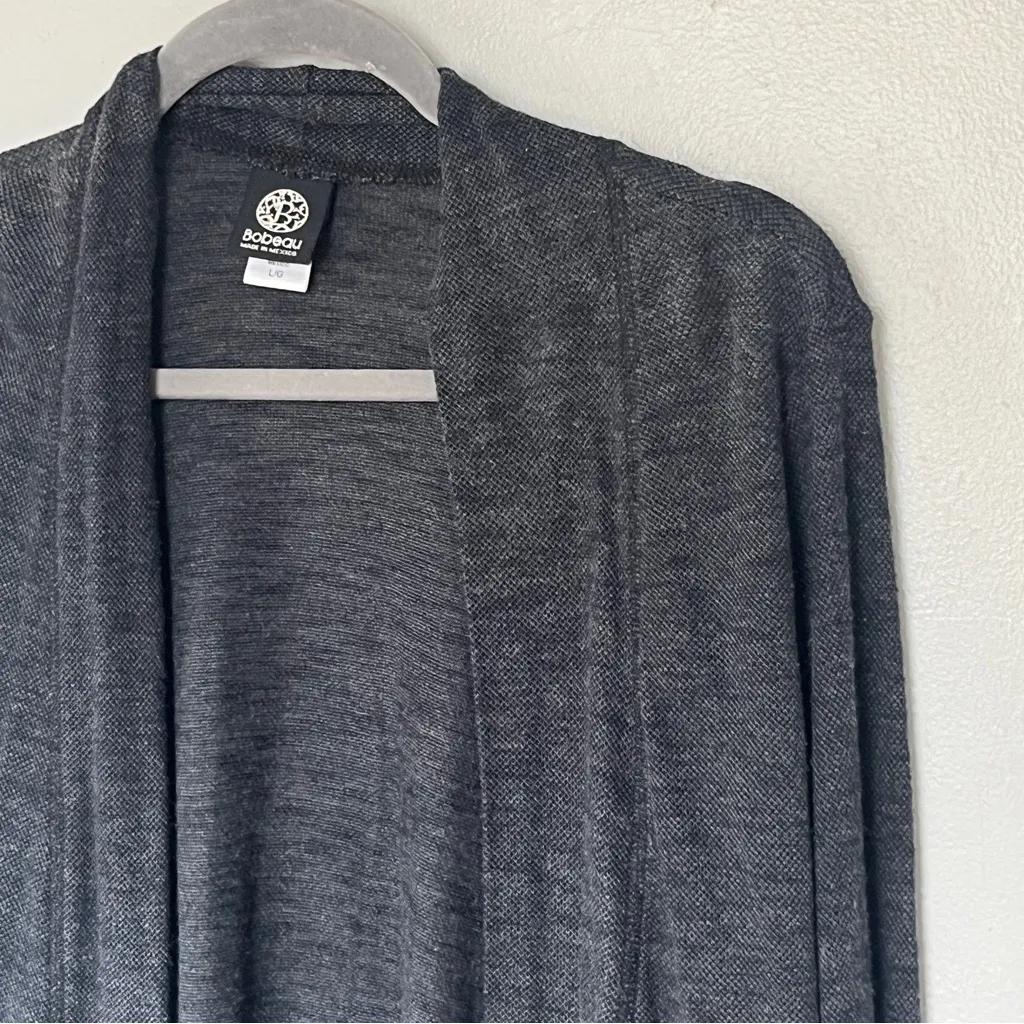 Anthropologie Bobeau Open Front Cardigan – Charcoal Gray – Size Large (L/G) - Image 4