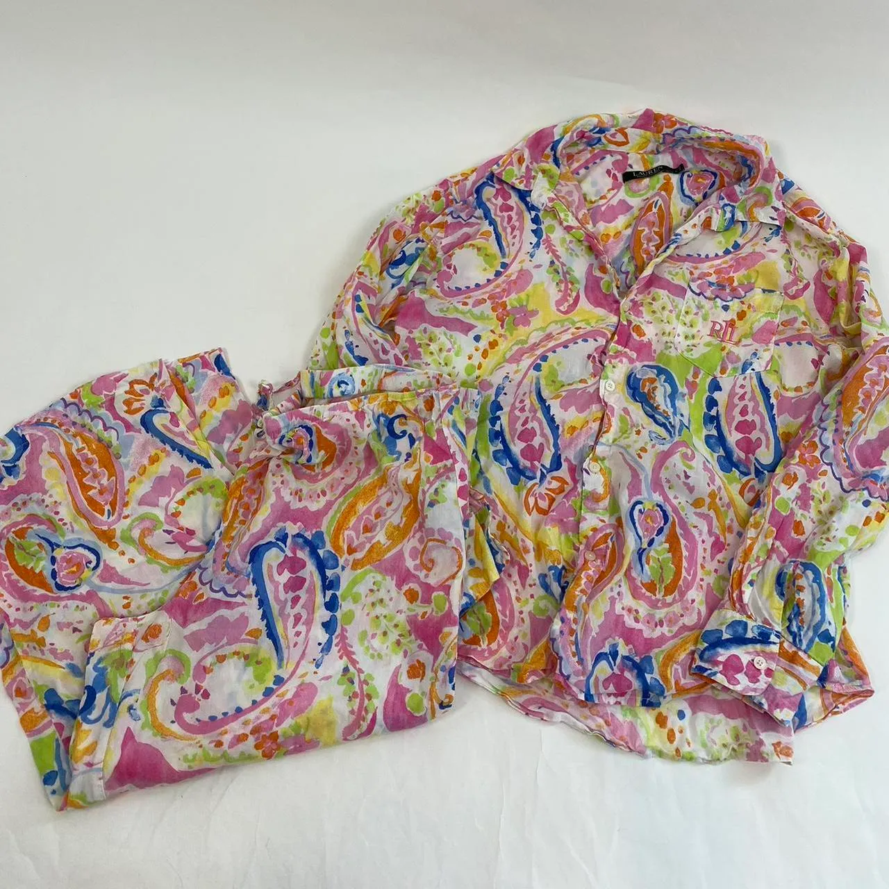 Polo Ralph Lauren Colorful Pattern 2 Piece Set White Size L - Image 3