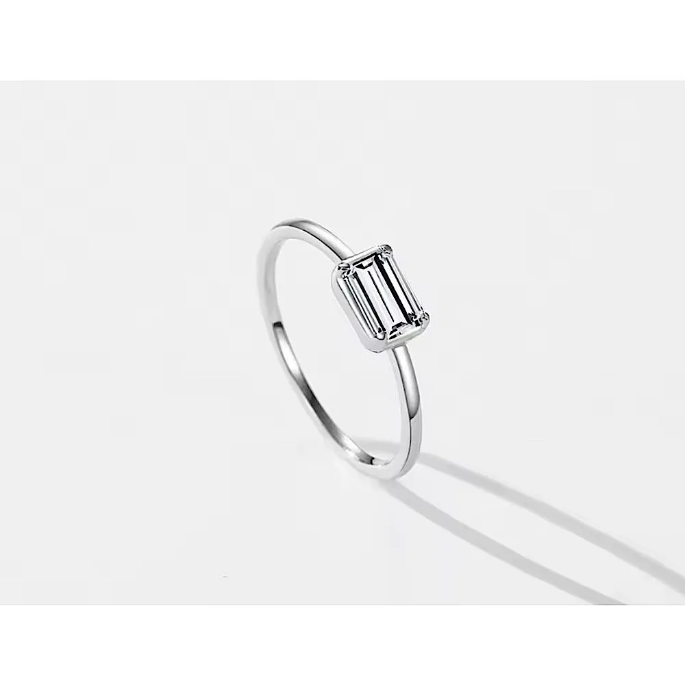 Emerald Cut Cz Ring |‎ Rhodium Sterling Silver - Image 12
