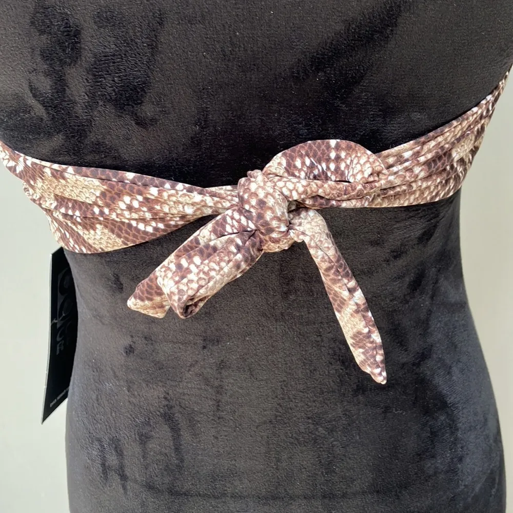 Coco Reef brown, tan, white reptile print halter style bikini top size 36/38 C - Image 11