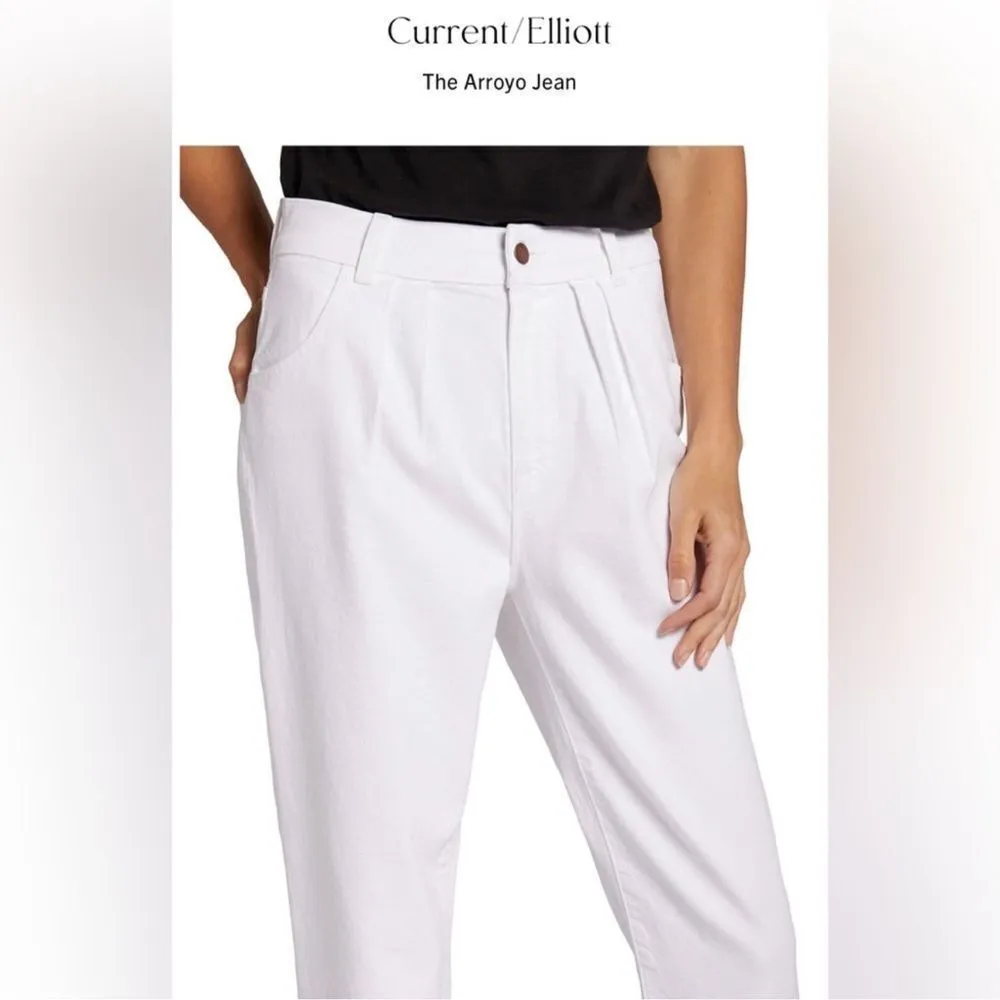 Current / Elliott The Arroyo Ultra High Mom Jean Pleated White Size 26 - Image 13