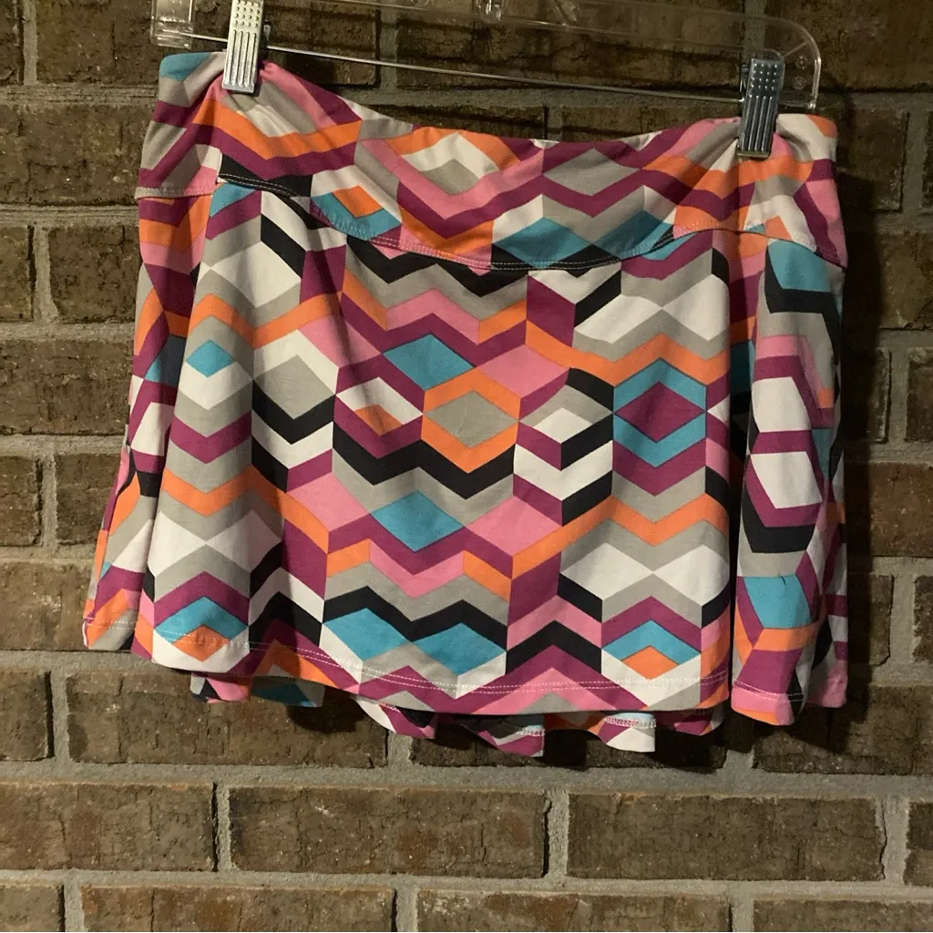 EleVen by Venus Williams Multicolor Chevron Skirt Pink Size L - Image 3
