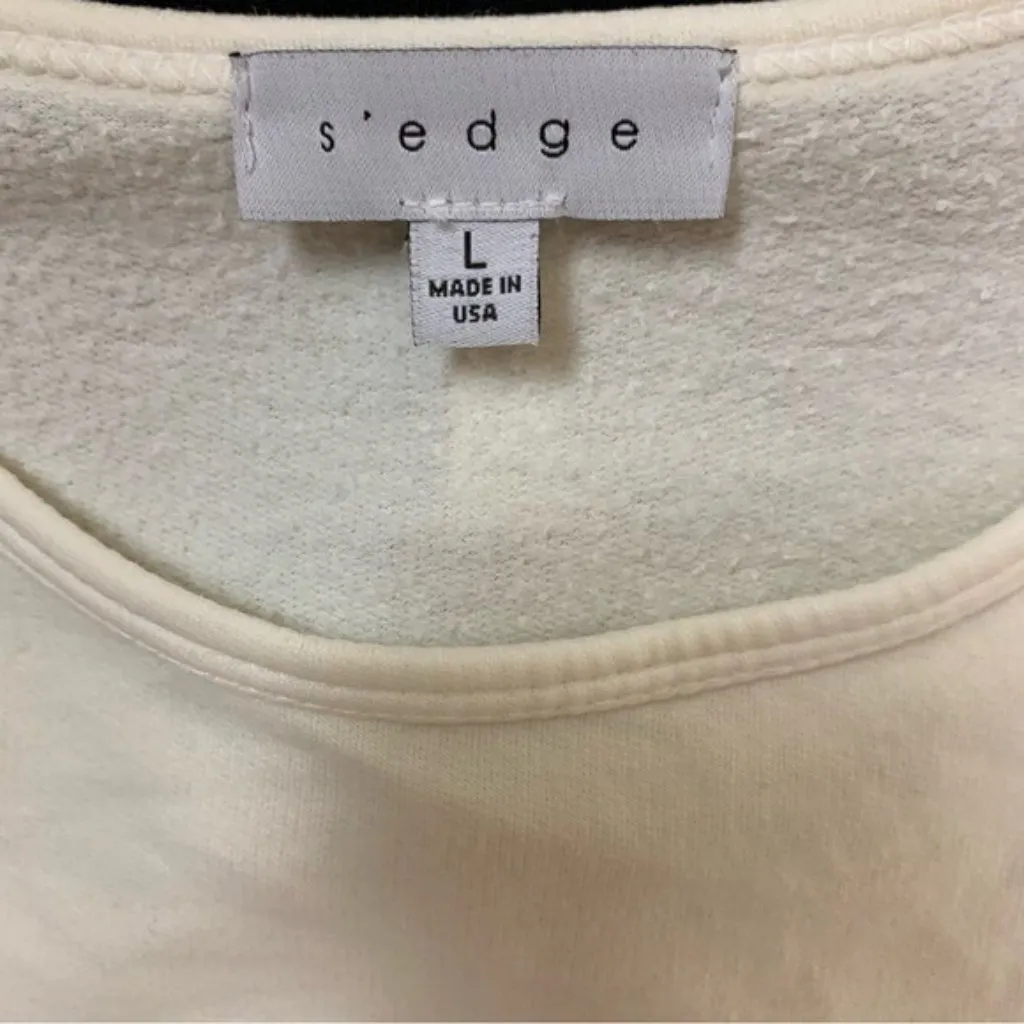 S’edge Cream White‎ Long Sleeve Star Pullover Sweatshirt Large Casual White - Image 5