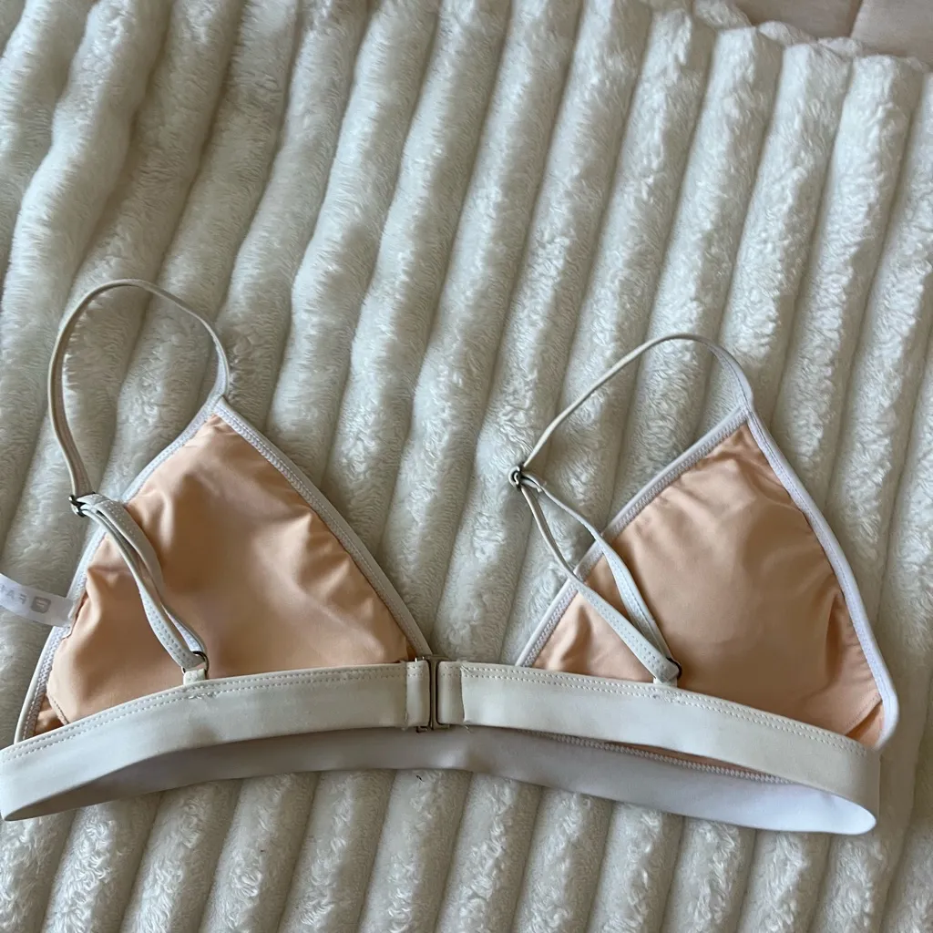 Fabletics  Cream Perforated Bikini Top - Image 4