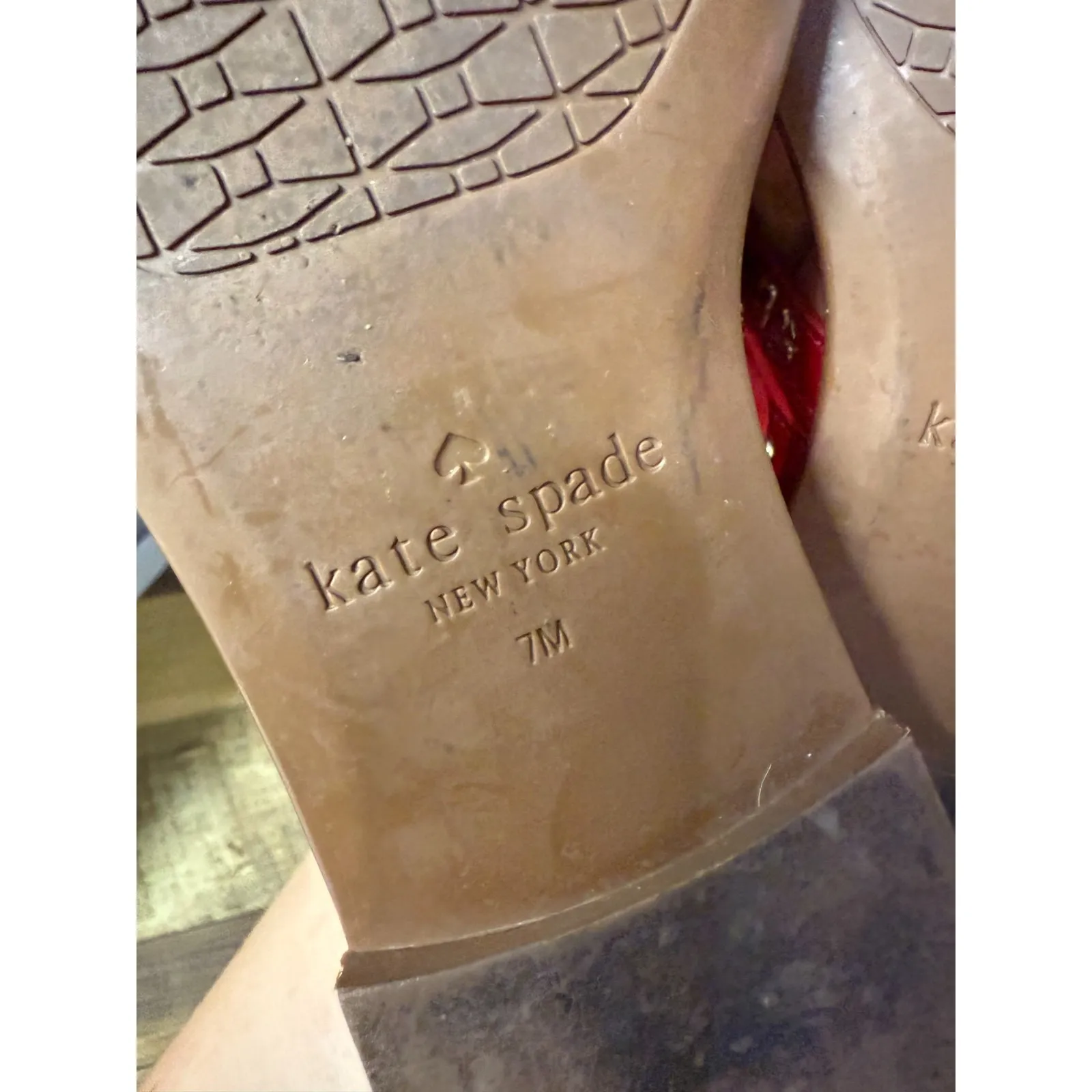 Kate Spade New York Size 7 M Carol Sandal Red Patent Leather Embellished Thong‎ - Image 6