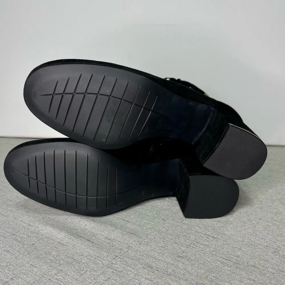 Cole Haan Black Suede Leah Bootie Lace Up Block Heel New 10 - Image 9