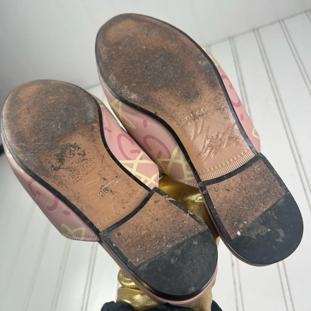 Gucci Horsebit Princetown Pink Graffiti Mules Women’s Size 36 US Size 6 - Image 8