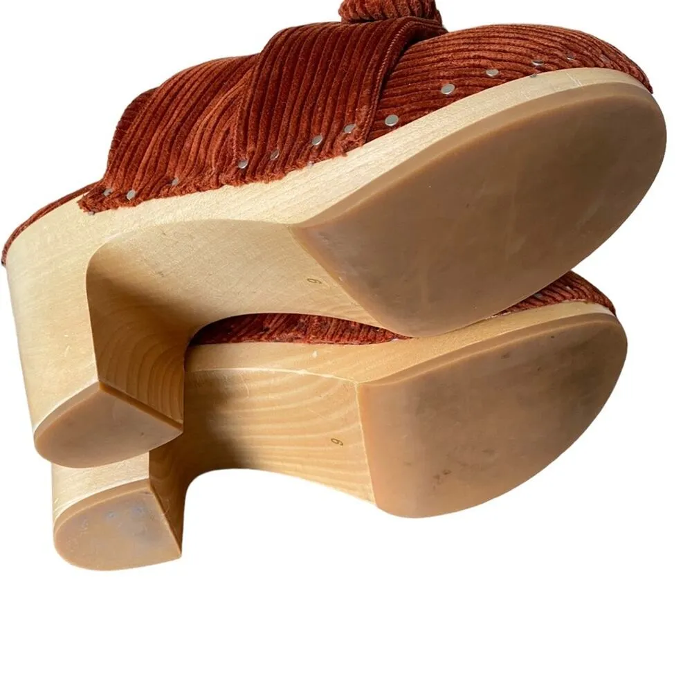 Loeffler Randall Neko Rust Corduroy Stud Clogs Wooden size 6 - Image 10