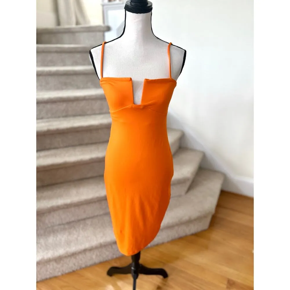 Susana Monaco Orange Square Neck Fitted Sheath Dress - Image 2