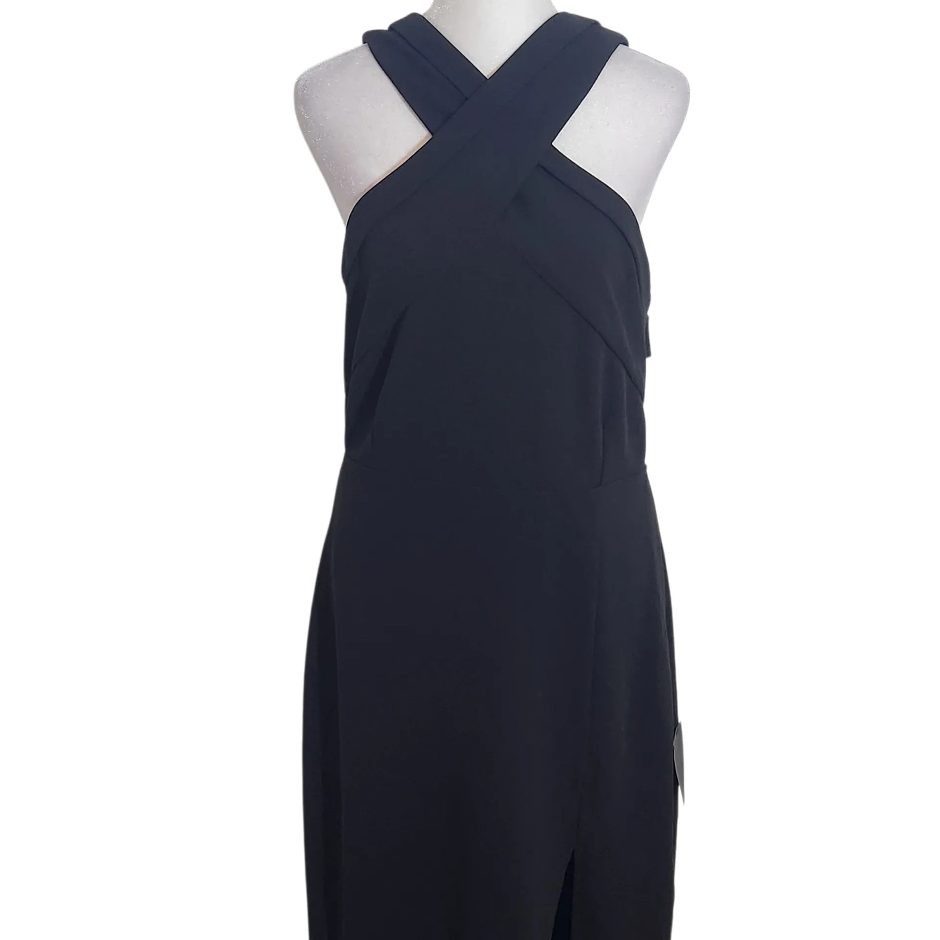 Lulus Black Evening Gown with Criss Cross Halter Neckline NWT Size XL - Image 3