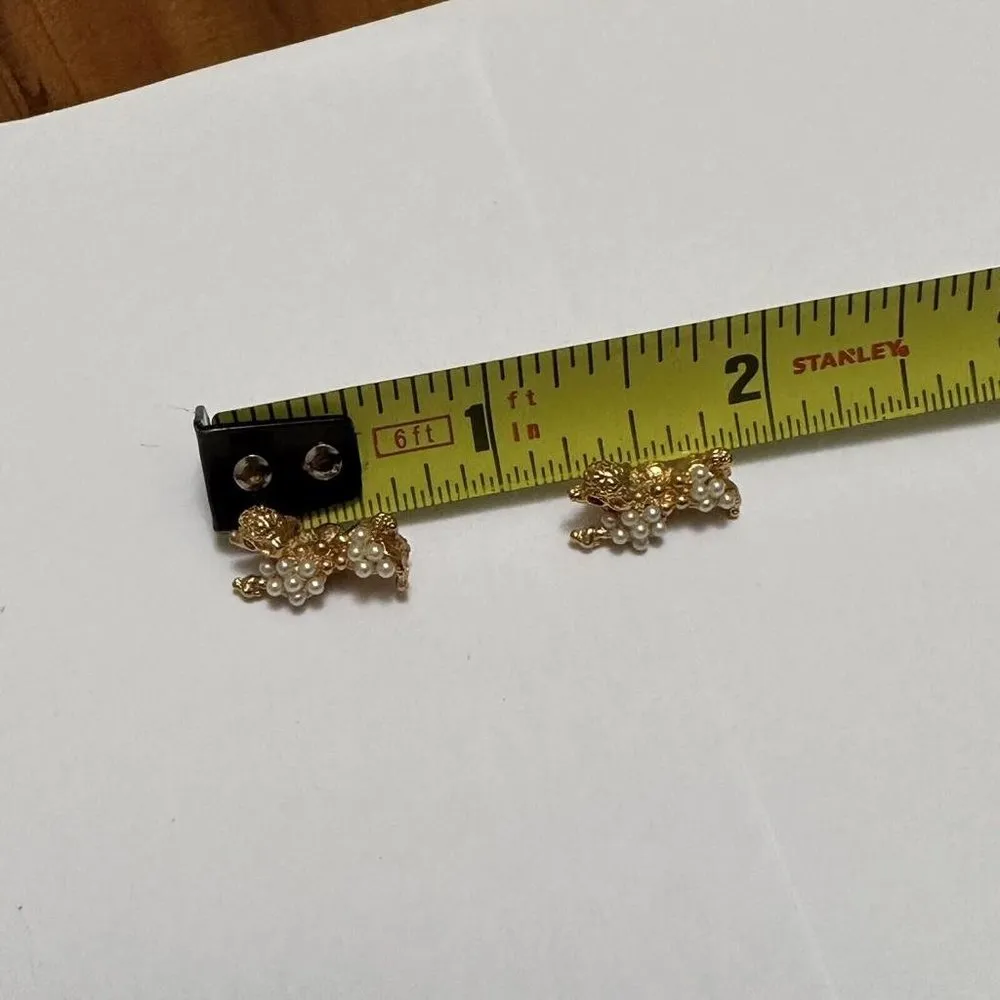 Lot Of 2 Tiny Vintage Poodle Dog Faux Pearl / Rhinestone Gold Tone Tack Pins - Image 6