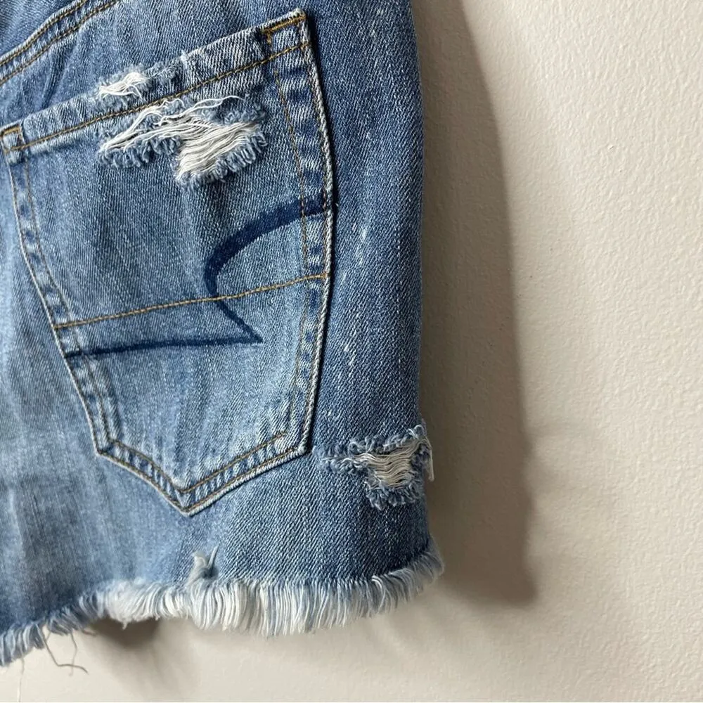 Two Tone vintage Hi Rise Ripped Festival Cutoffs Jean shorts 8 - Image 6