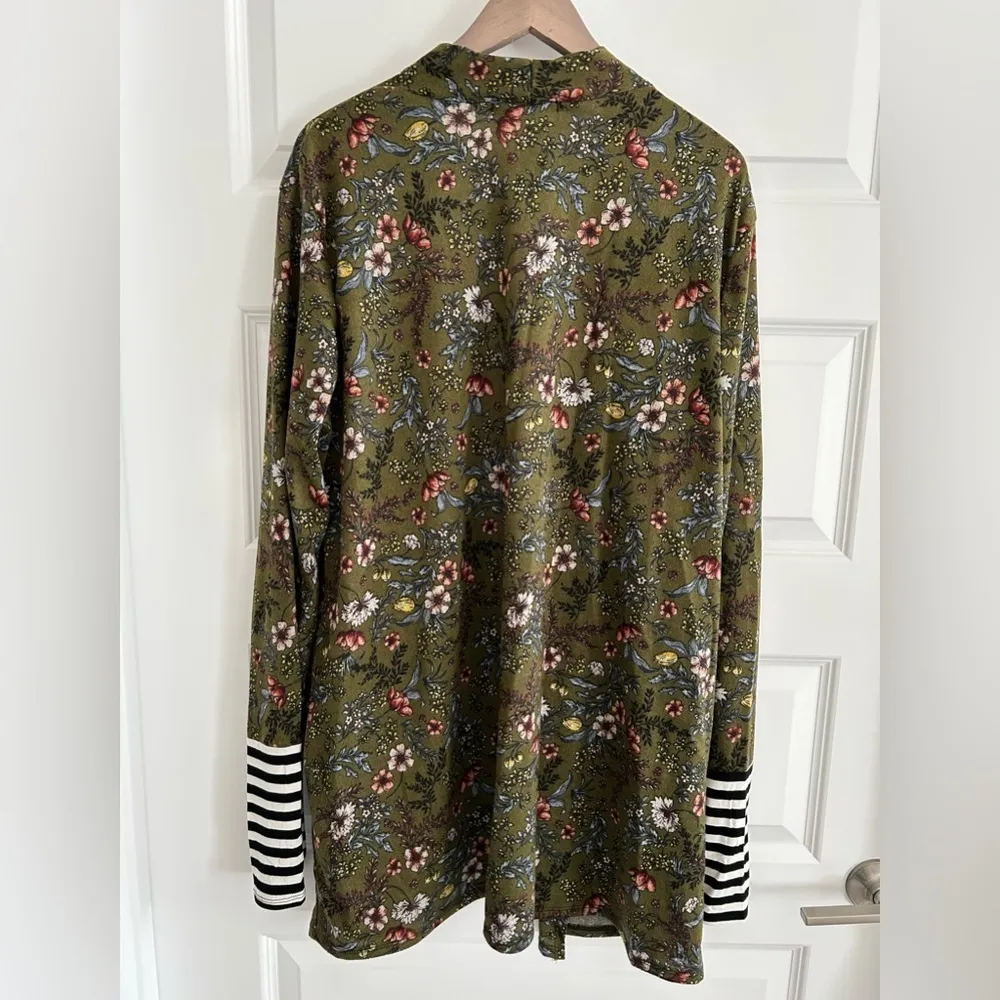Floral Duster Cardigan Green Gray Size 3X - Image 9