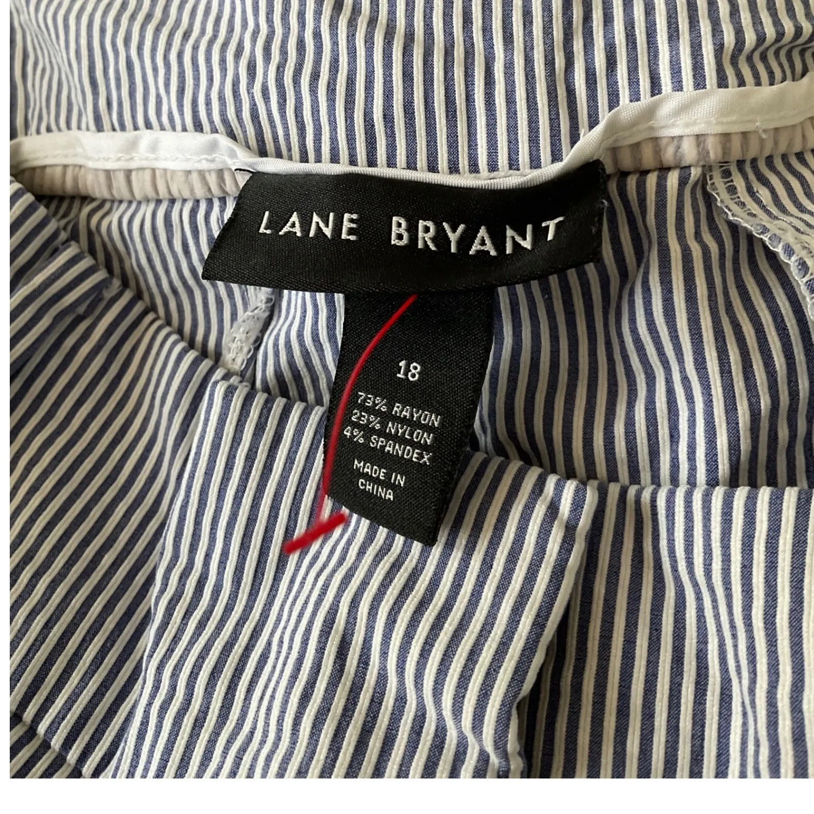 Lane‎ Bryant Striped Cropped Pants Size 18 Blue White Wide Leg Casual - Image 2