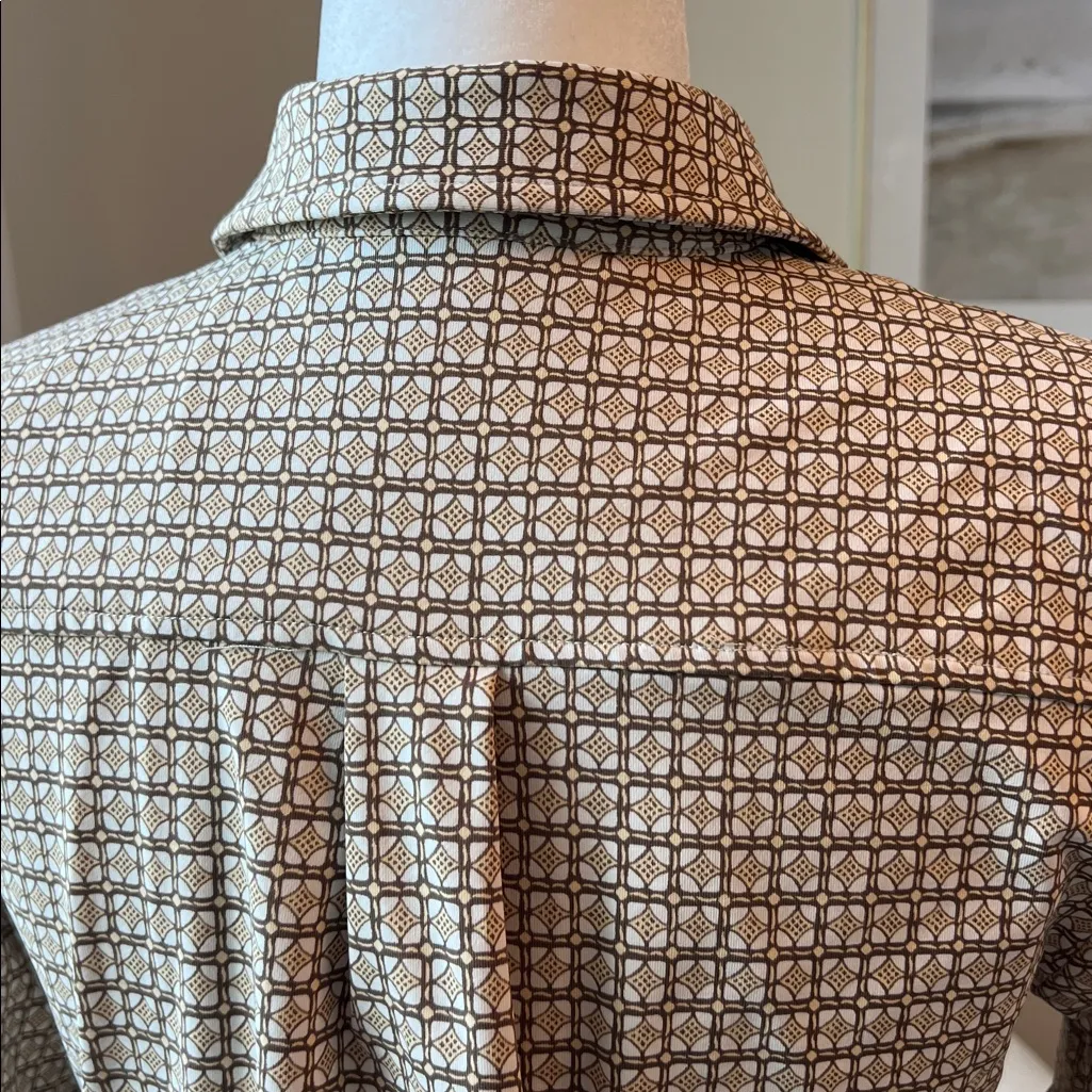 J.McLaughlin Lawrence Dress Catalina Cloth Brown Cream Geometric Print Dress - Image 10