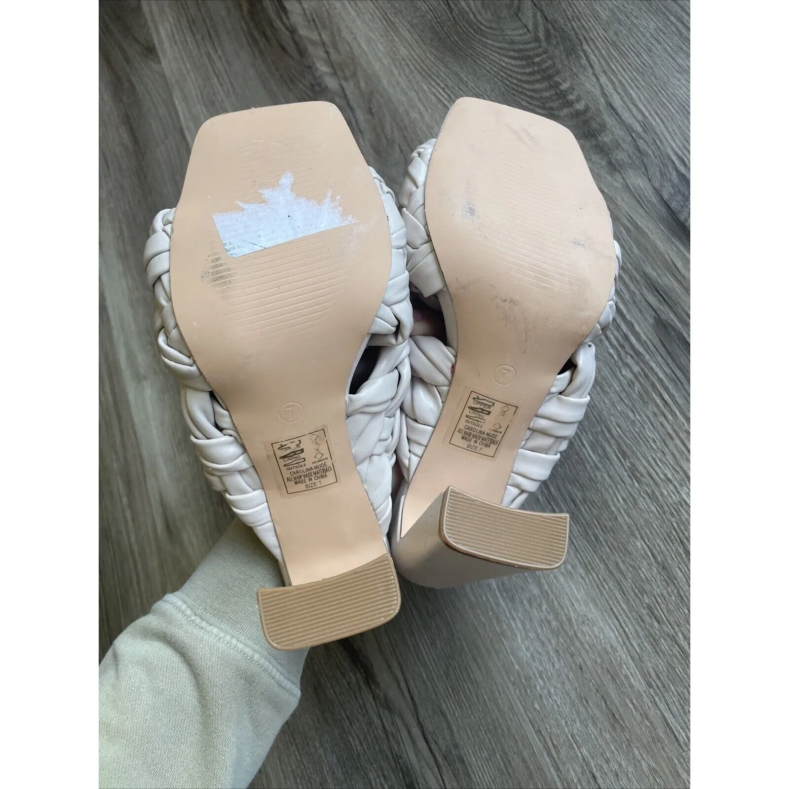 Azalea Wang It's All Love Chunky Woven Heel Carolina Nude Size 7 Bridesmaid 4.5" Blue - Image 8