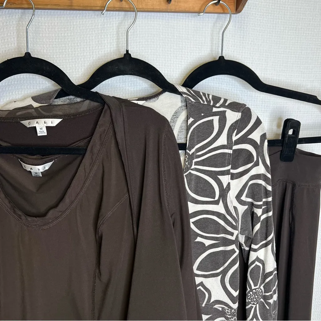 CAbi | Brown Top Pants Cardigan Shaw 4‎ Piece Set Tank 2000s VTG Y2K - Image 3
