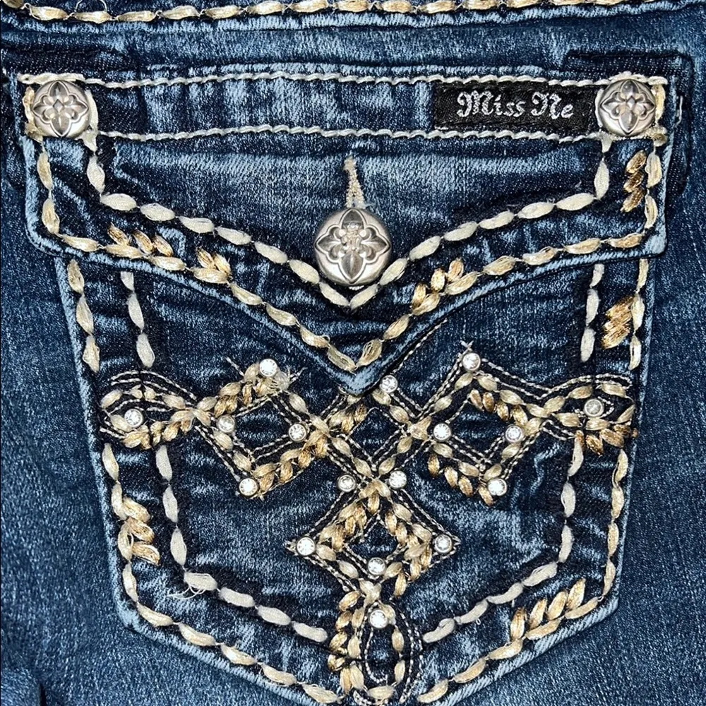 Miss Me Blue Skinny Jeans with Distressed Detailing thick stitch 28 - Image 6