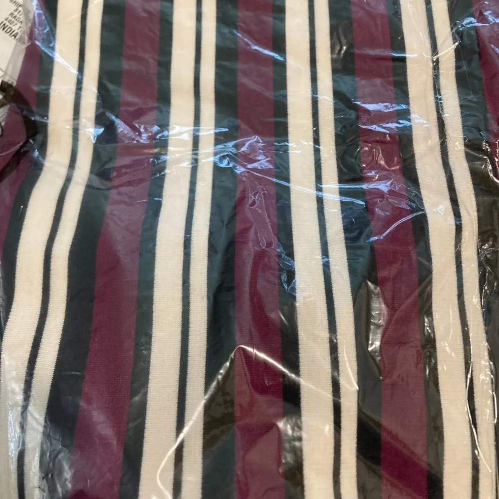 Michel Kors women's XS black white garnet striped heavy stretch t-shirt dress - Image 4