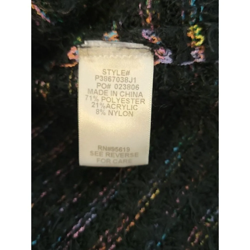 John Paul Richard Petite Medium Fuzzy Soft 3/4 Sleeve Rainbow Multicolor Striped Black Size undefined - Image 6