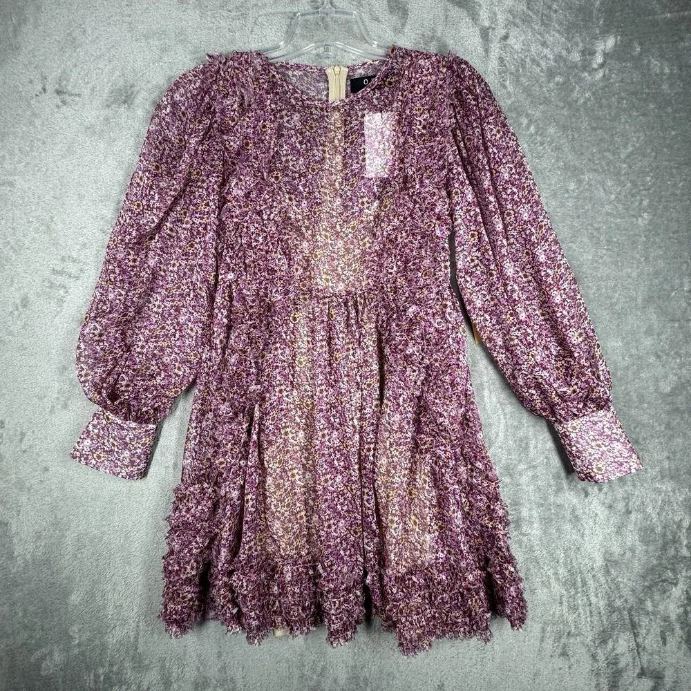 O.P.T. Dress Women Medium Purple Yellow Ditzy Floral Bessy Mini Boho Cottagecore - Image 2