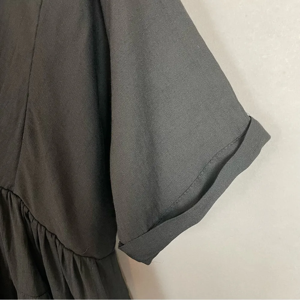 Talulah Dress Babydoll Esme Black Deep V-Neck Front Back Mini Short Sleeve Large - Image 11