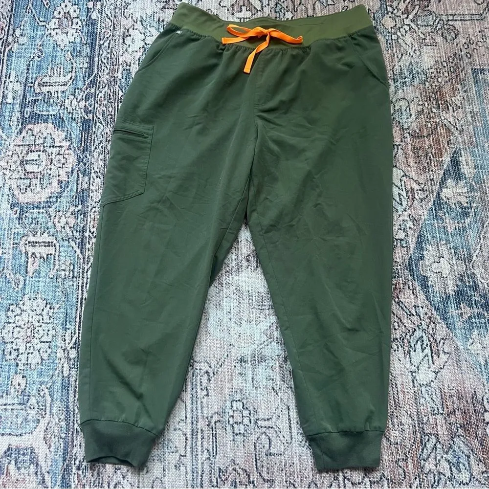 Figs Scrub Zamora Pants Jogger Pants Moss Green Plus Size 3XL Coral Drawstring - Image 4