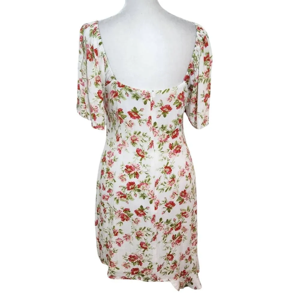 MINKPINK Green and Pink Floral Mini Dress Size Medium Wedding Guest Dress - Image 2