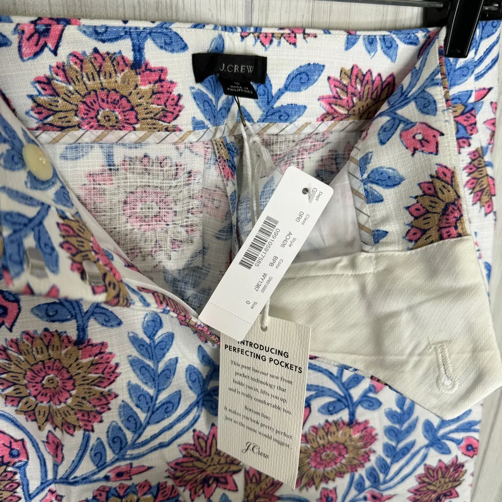 NEW J. Crew Hayden Cropped Kick Flare Pant in Floral Vine Block Print size 0 NWT - Image 8