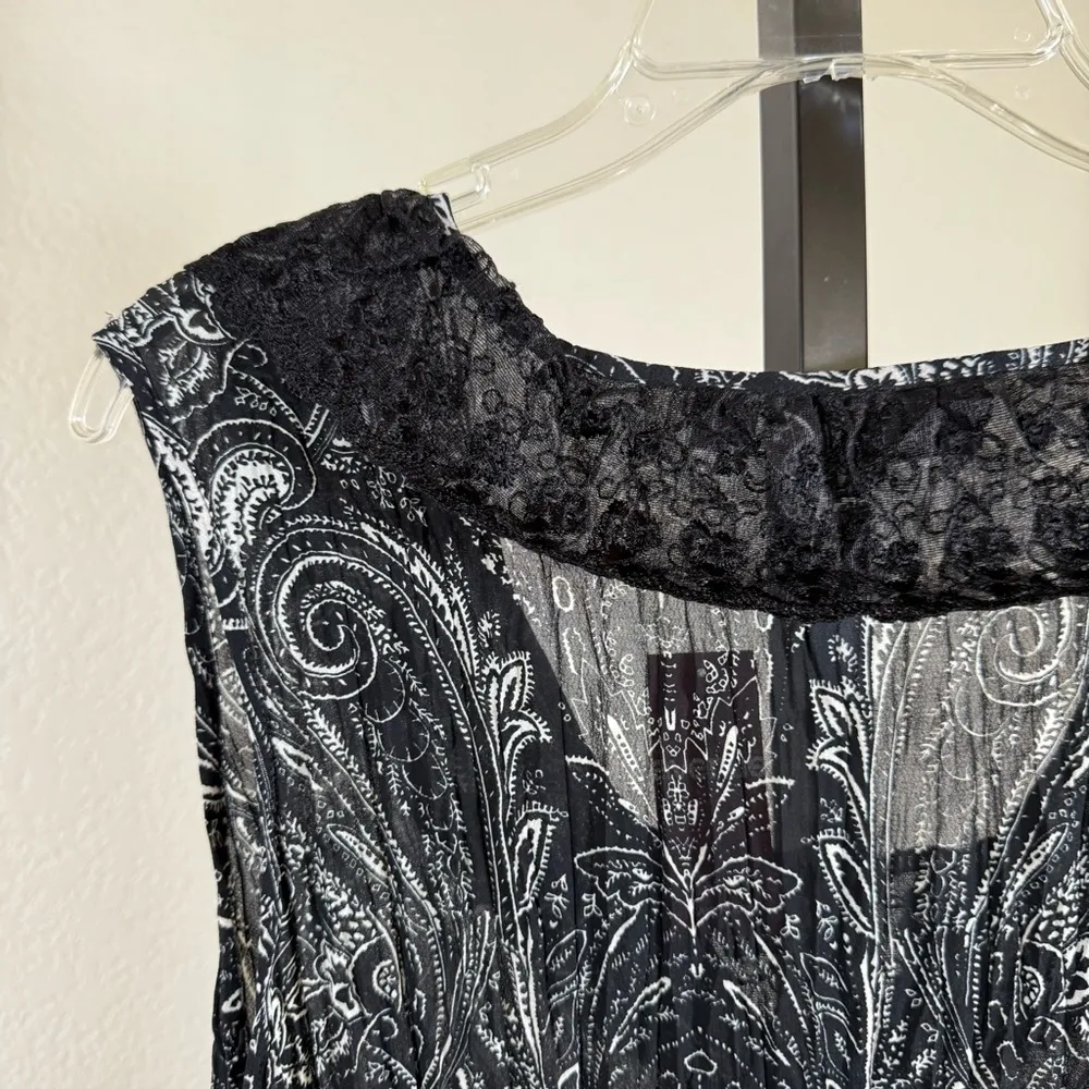 Y2K Sheer Lace Plus Size Black Tunic Top 1X Boho Feminine Floral Festival New - Image 4