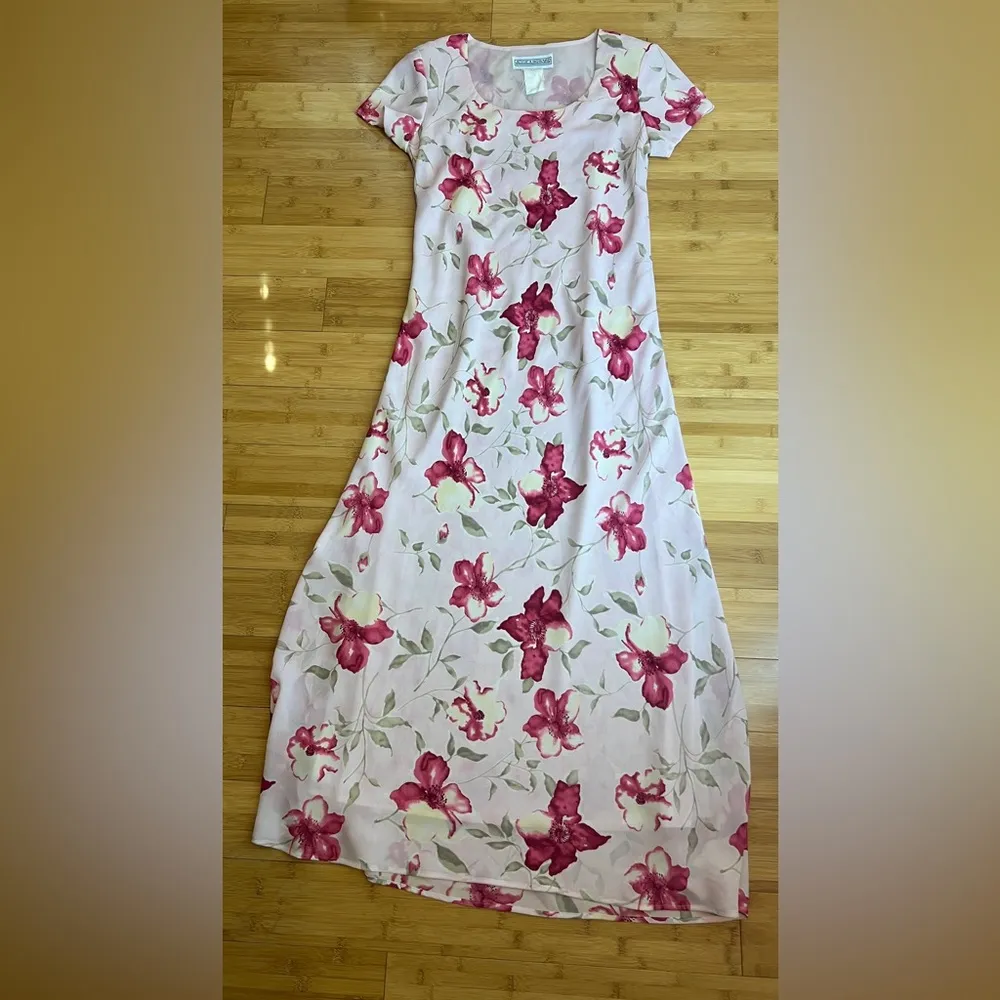 Jessica Howard Women lined short sleeve pink floral Garden Party Maxi Dress|Sz:S - Image 11