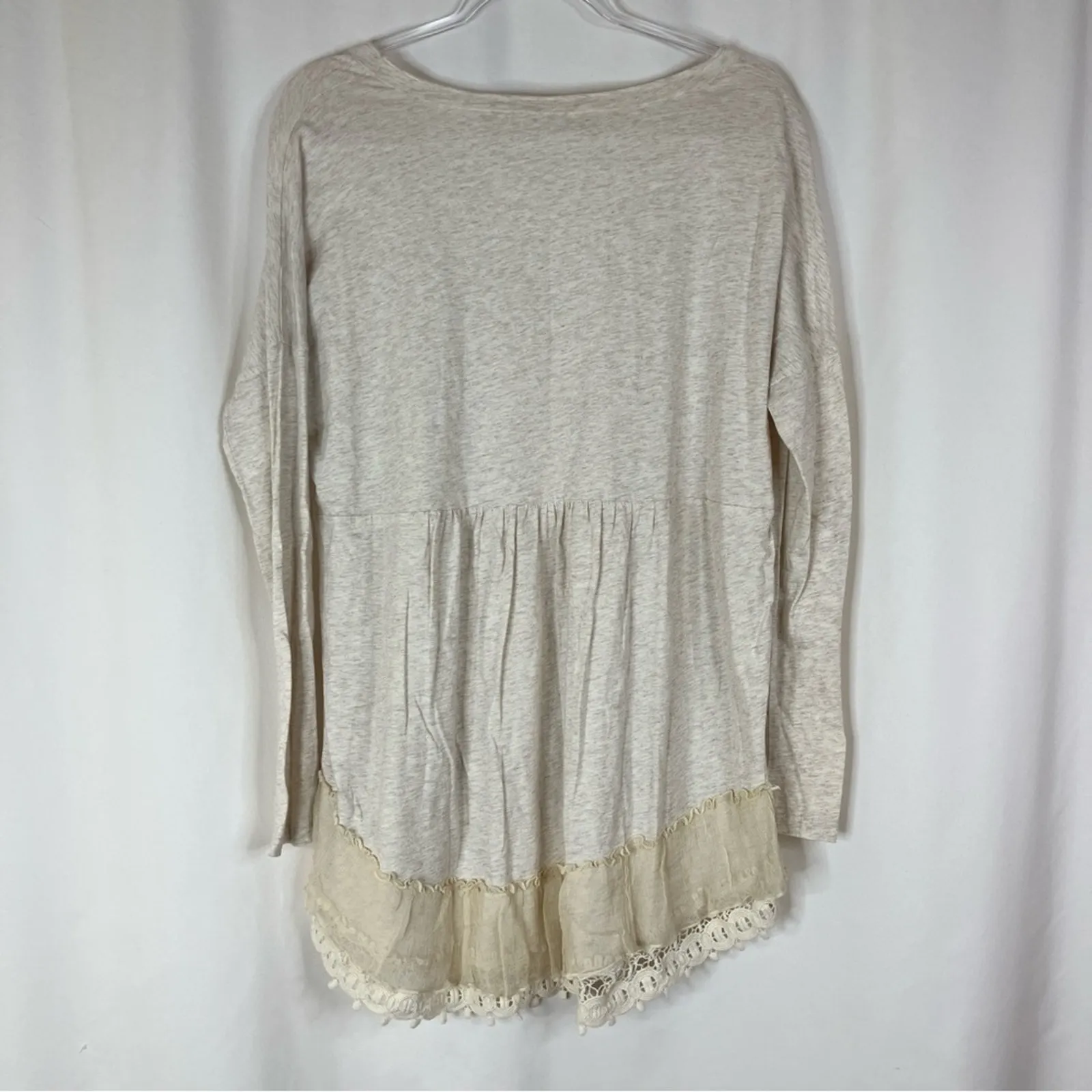 True Grit | Oatmeal Beige Hi-Low Long Sleeve Slouchy Top Cotton Womens Large - Image 5