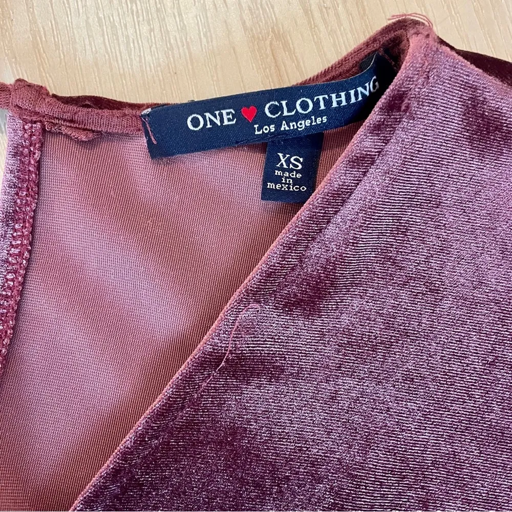 One Clothing Los Angeles Burgundy￼ Velvet Jumper Romper XS With Side Tie - Image 9