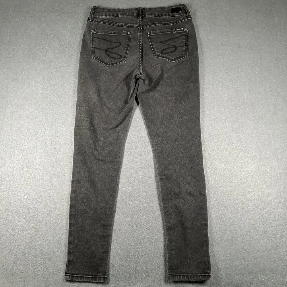 Seven7 Jeans Womens 6 Black Skinny Stretch Denim Pants Mid Rise Faded Classic - Image 8