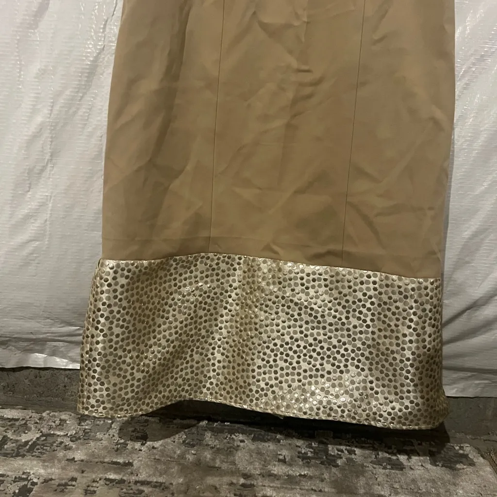 Mackage Collection Tan Puff Sleeve Polka Dot Midi Dress Size 8 US - Image 2