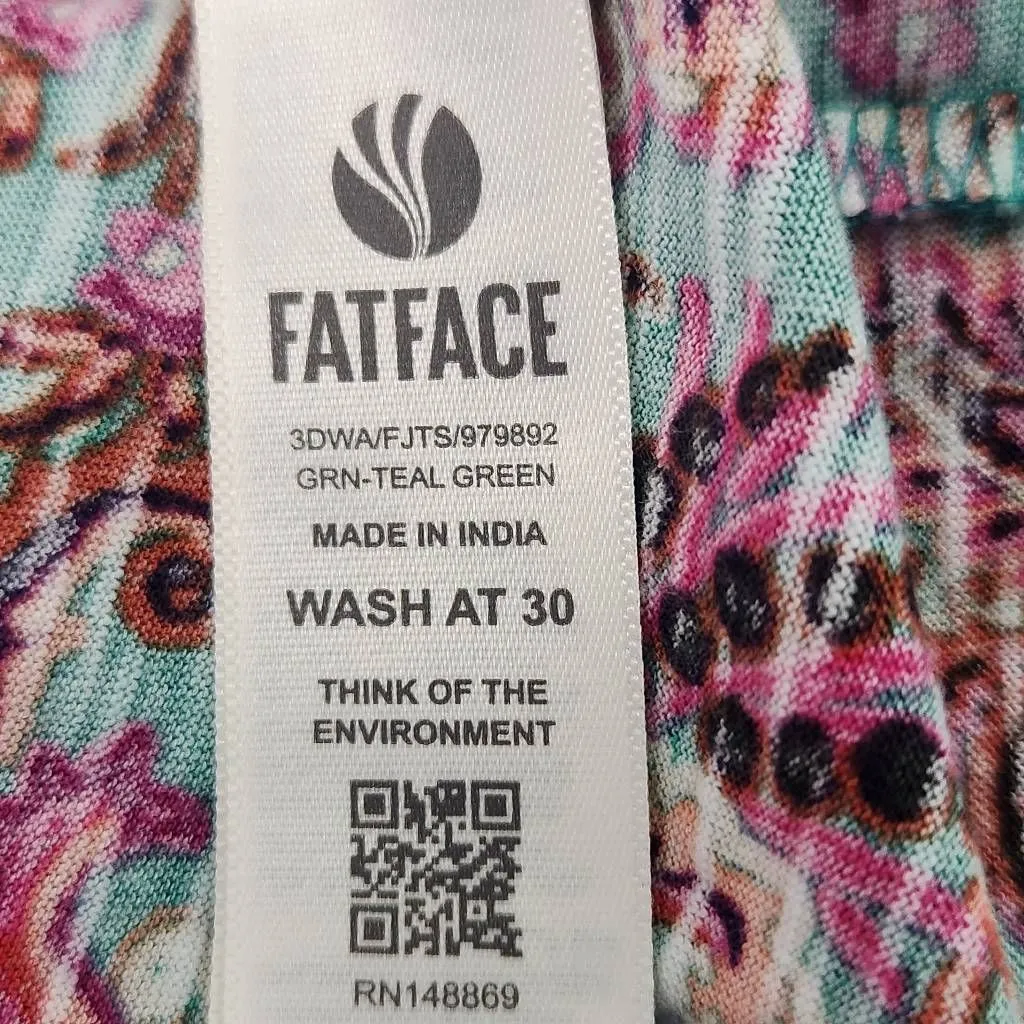 Fat Face Green and Pink Paisley Boho Smocked Top with Square Neckline NWT Size 4 - Image 8