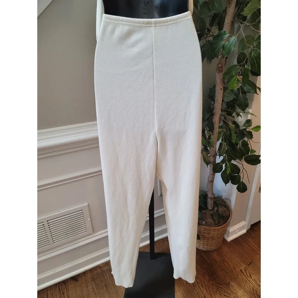 Women's 2 Piece Suit Size XL Beige Striped Rayon Casual Long Sleeve Straight Leg - Image 15