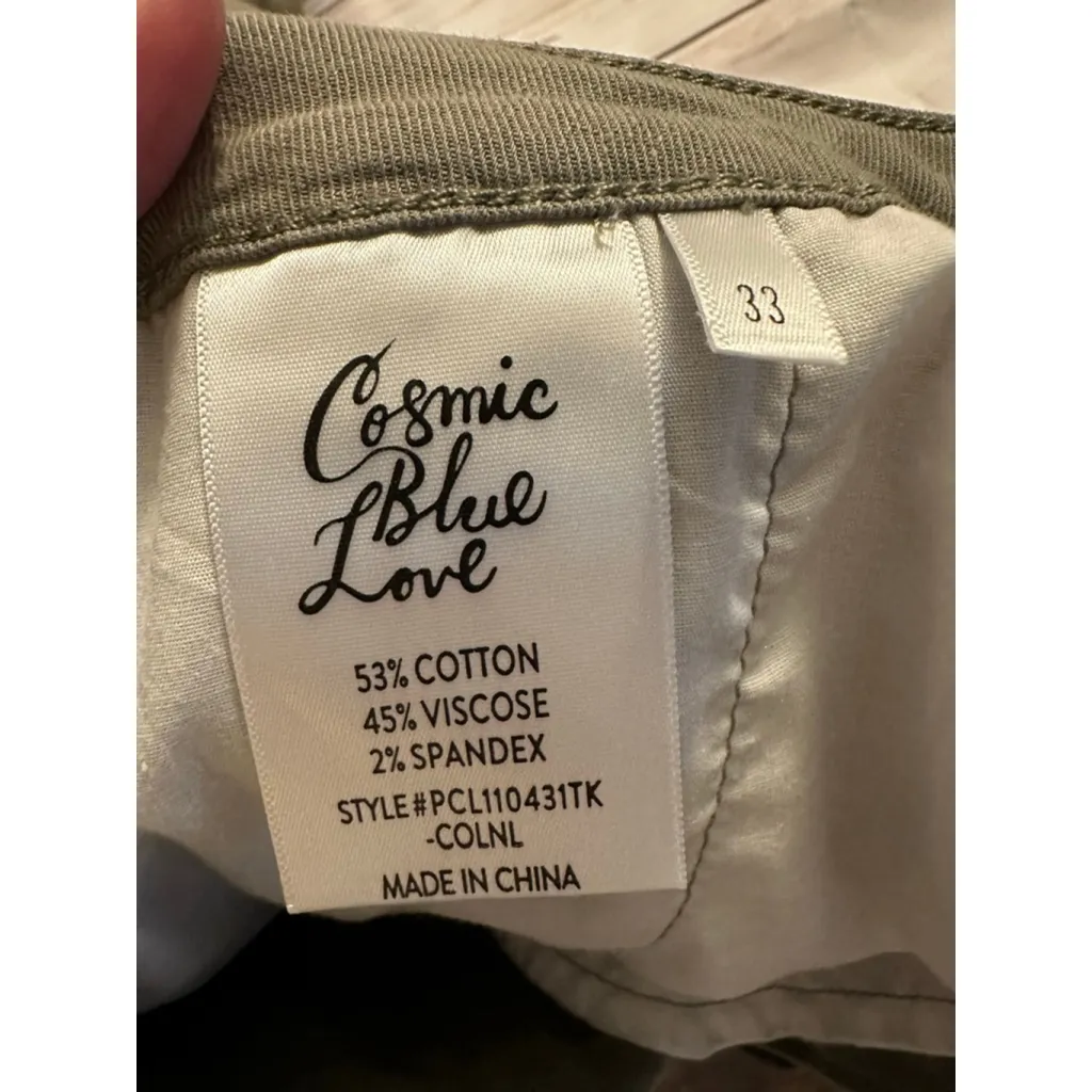 Women's Cosmic Blue Love Olive Green Ankle Cropped Pants Size 33 - Image 7