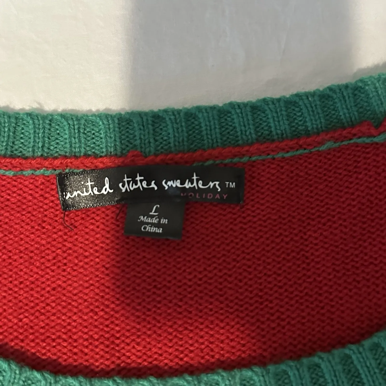 Womens Red Sequin Elf Long Tunic Style Christmas Holiday Sweater Sz Large - Image 3