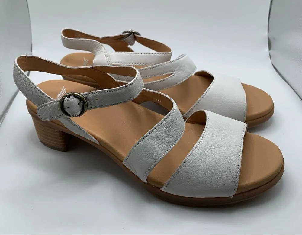 NWOB Dansko Tansy Leather Block Heel Sandals  41 US 10.5-11 white slingback 1624 - Image 2