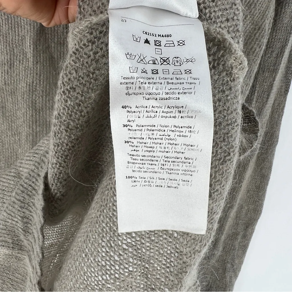 Liu Jo Taupe Brown Mohair Silk‎ Blend Open Knit Cowl Neck Long Sleeve Sweater M Size M - Image 8