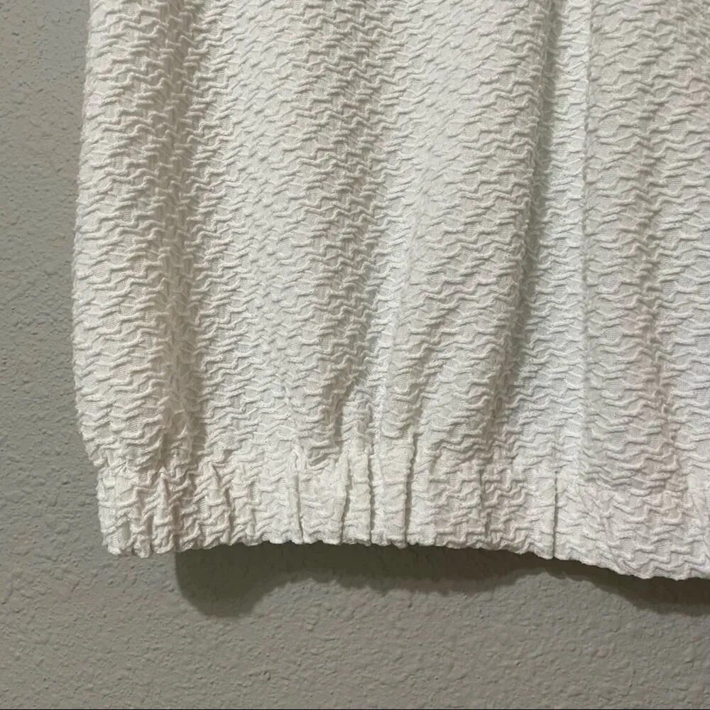 Sunday In Brooklyn White Textured Short Sleeve V Neck Sweater Womens M Top - Image 2