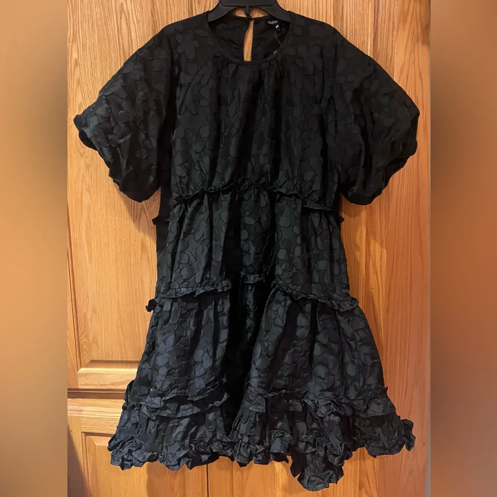 Sister Jane‎ Urban Outfitters Nora Jacquard Floral Mini Dress Size 6 (Medium) Black - Image 5