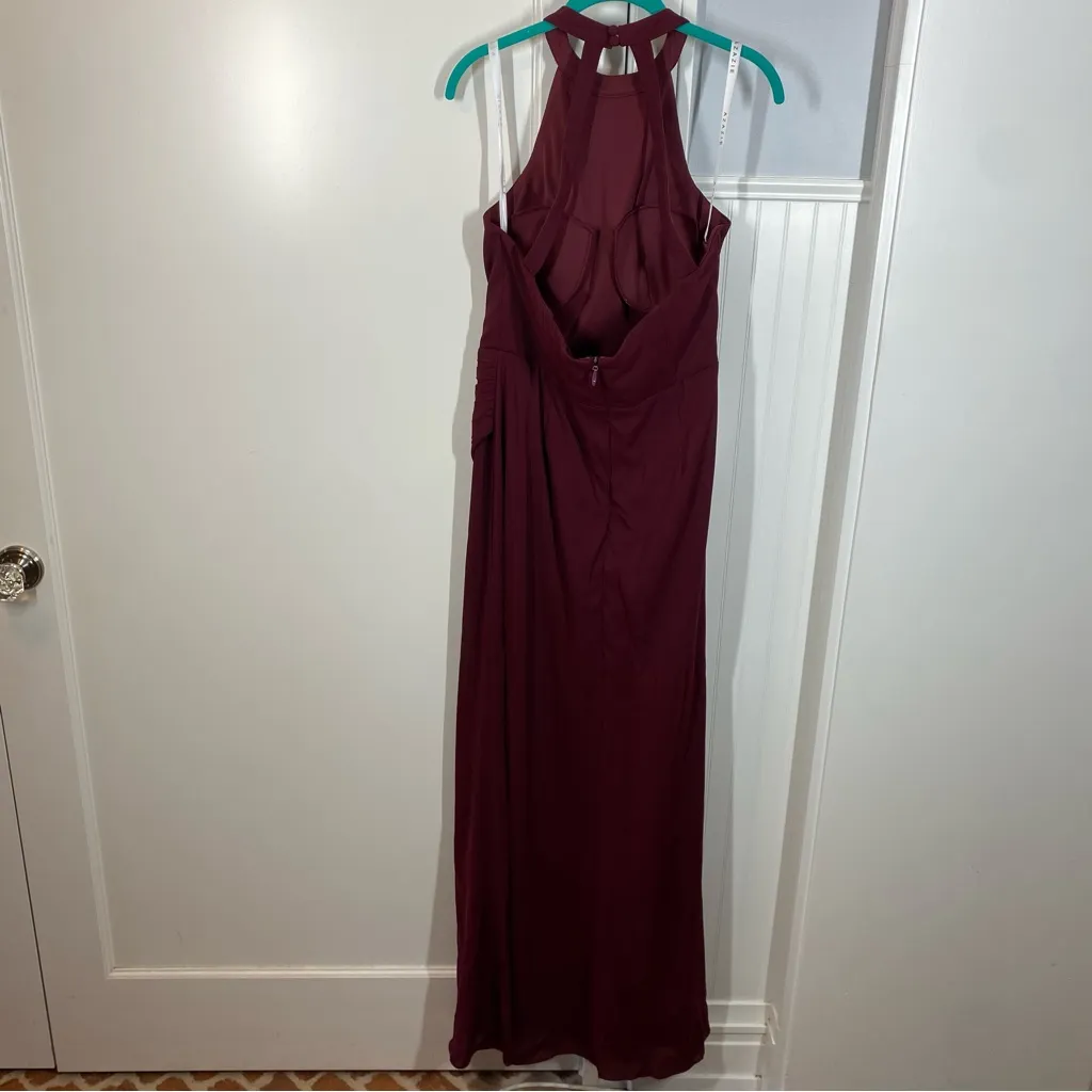 Azazie Galicia Burgundy Cabernet Mermaid Maxi Dress with Halter Neck sz A12 NWT - Image 8