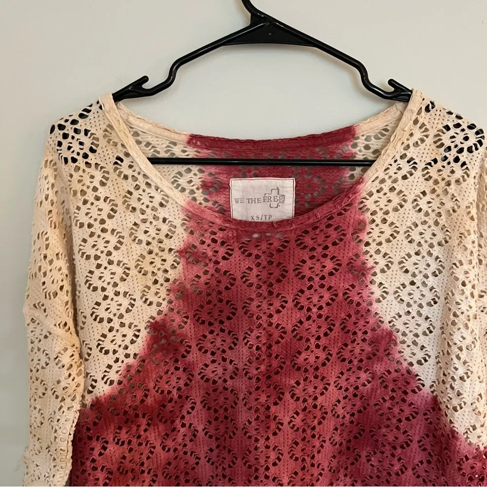 Free People crochet cut dip dye raglan top. Beautiful condition Size XS - Image 3